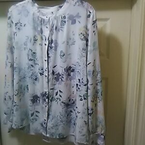 Floral Print  Silver Button Blouse Pretty Bust 44